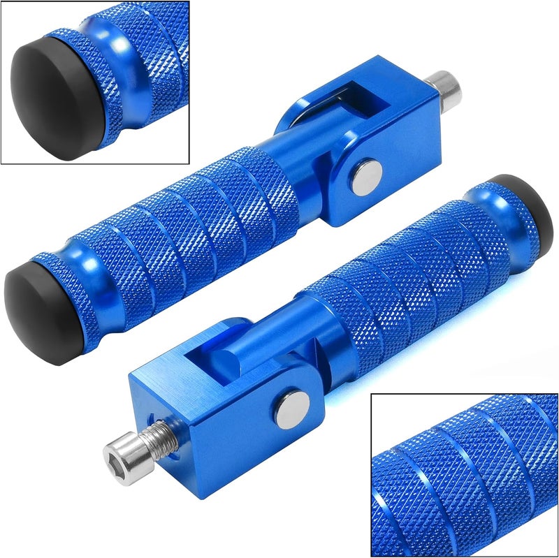 VUOZIP M8 Universal CNC Motorcycle Foot Pegs Degree Foldable Bike Pegs Aluminum Fit Electric Car Motorbike Scooter Mini Bike Ebike Dirt Bike Go Kart Honda Yamaha Suzuki Aprilia Super73 (Blue, Type A) - Image 2
